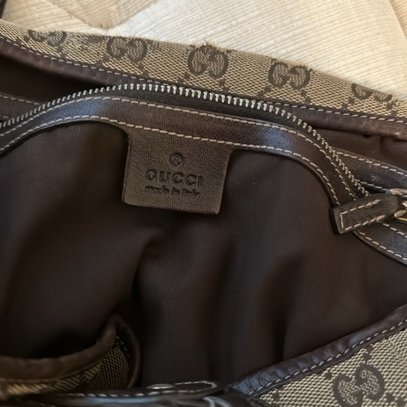 GUCCI Pelham GG monogram canvas horsebit tote shoulder hobo bag tan brown - Picture 10 of 16